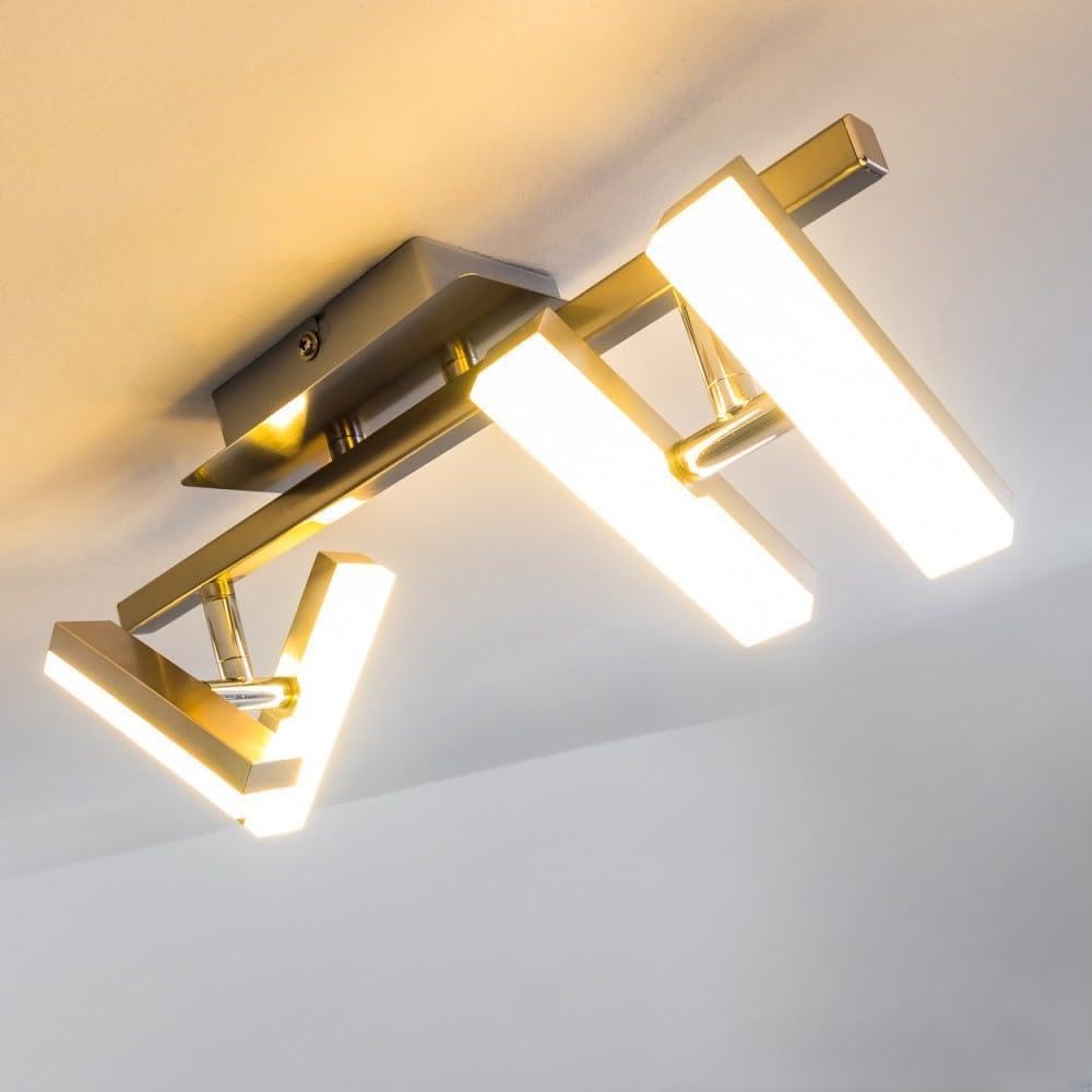 LED Ceiling Light Sakami, Ceiling Light in Nickel matt, 4 Adjustable spotlights, 2 Watt Each, 175 Lumen (700 Lumen Total), 3000K