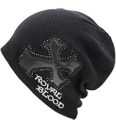 [エクサス] ニット帽 クロスエンブレム柄 伸縮性大 ブラック