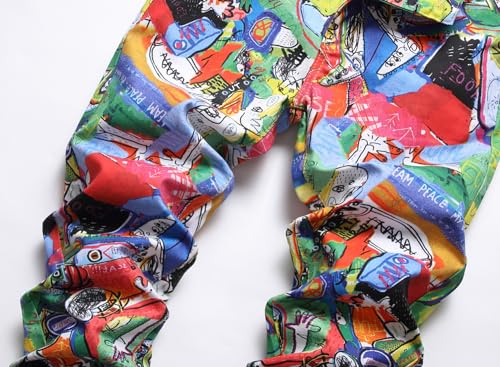 Men's Jeans European and American Slim Fit Denim Pants Stretch Jeans for Men, Painted Long Jeans Hip Hop Trousers3