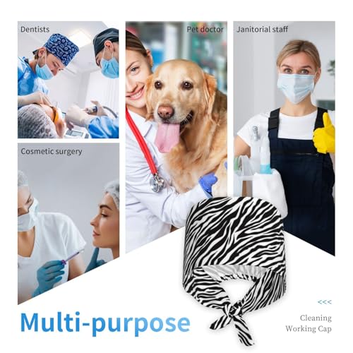 Image of Working Cap Scrub Cap with Sweatband Adjustable Unisex Women Tie Back Hat Nurse Surgical Caps