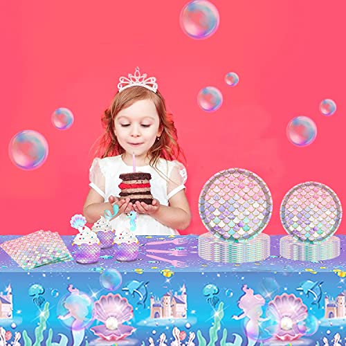 Askljeby SHENRIPAN-MEIREYU 96 Pcs Mermaid Birthday Party Supplies Plates And Napkins Set thumb #3
