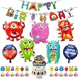 ★Interessant Geburtstagsdeko Set: Viele süße kleine Monster bringen Spaß und schöne Atmosphäre zur Monster Themenpartys oder Kinder Geburtstage. Perfekte Monster Partydekorationen zum Aufhängen von Bannern und Luftballons an Wänden, Decken, Zweigen, Fenstern, Türen, Desserttischen, Autos und für alle Partys im Innen- und Außenbereich.
