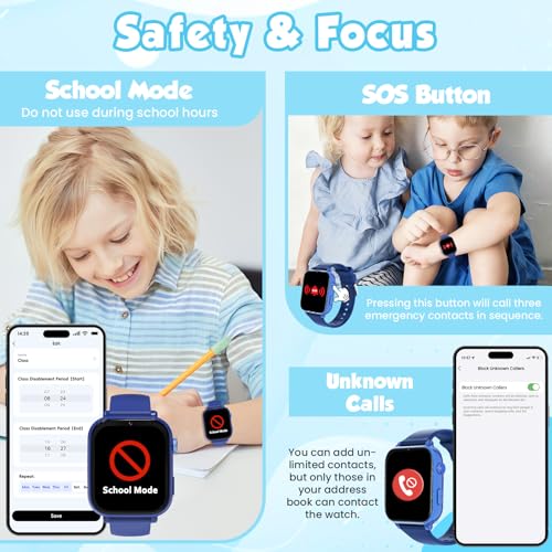 Image of MOKAST Kids Smart Watch Toys for Boys Girls - Children Watch for Kids 4-12 Years Touch Screen Watches with 15 Games Video Camera Music Player Alarm School Mode Education Birthday Gifts (4G Blue)