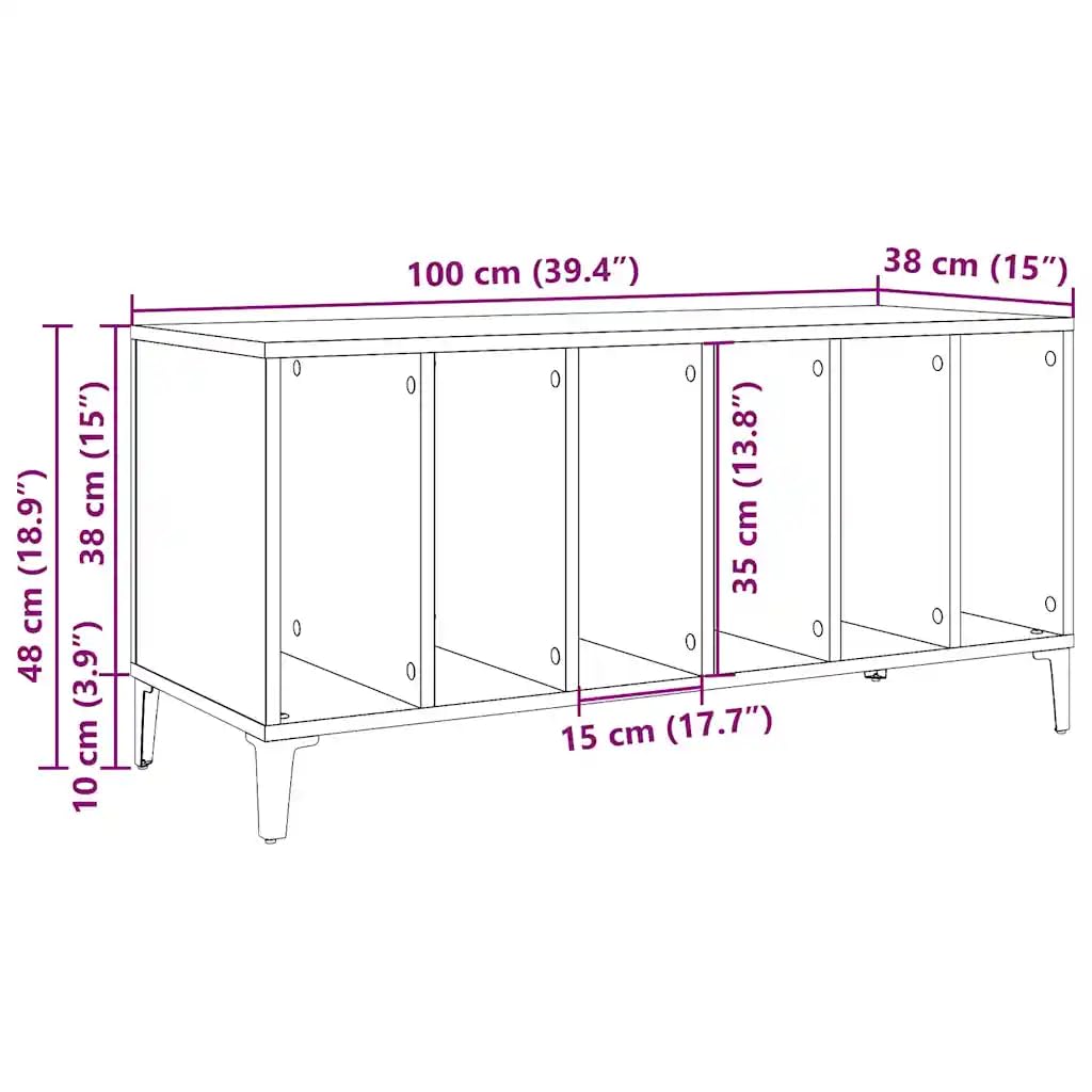 Helloshop26 Armadietto a dischi classico spazio di archiviazione 100 x 38 x 48 cm in legno antico 02_0051064