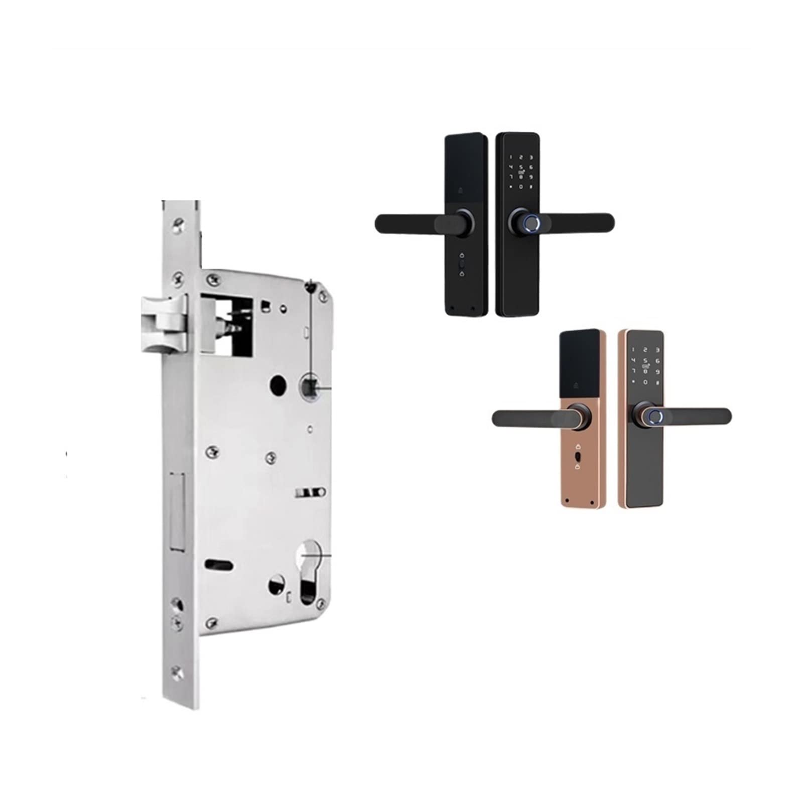Serrure de porte intelligente WiFi avec empreinte digitale biométrique, code et clé - Bronze 22X240