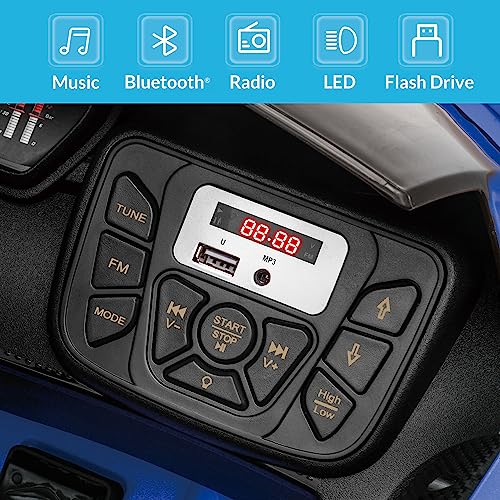 Kidzone Kids Electric Ride On 12V Licensed Lamborghini Aventador Battery Powered Sports Car Toy With 2 Speeds, Parent Control, Sound System, Led Headlights & Hydraulic Doors - Blue #TOP3