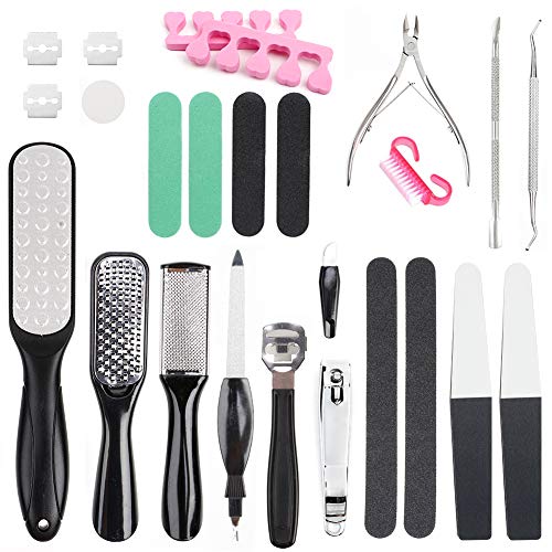 Professional Foot Files Pedicure Kit,26 in 1 Foot Care Stainless Steel Foot Rasp, Foot Scrubber Double Sided Files, Foot Care Kit for Women/Men