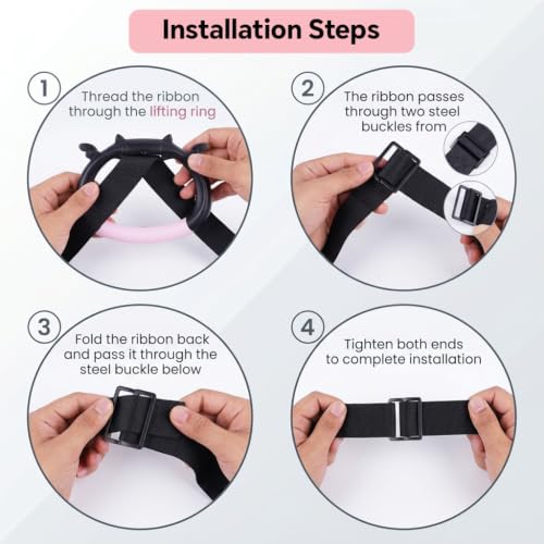 Image of Proberos Home Gymnastics Rings with 2m Adjustable Nylon Straps Anti Slip Handles Indoor Fitness Exercise Rings for Kids Children