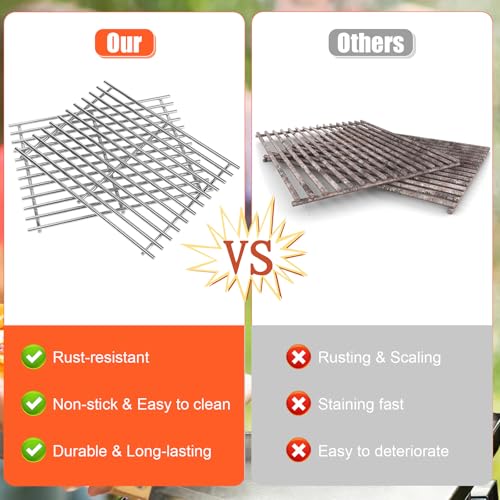 GFTIME Edelstahl Grillroste 33 x 25,2 cm für Enders SAN Diego 3 Gasgrill, Grillrost Ersatz, 2-teiliges Set – Rostfrei, Verformungsbeständig und Leicht zu Reinigen