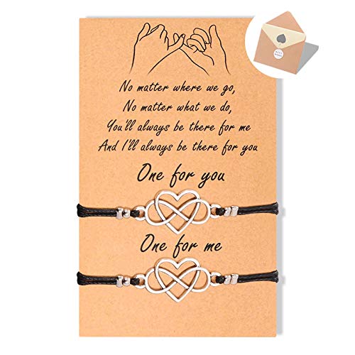 Bochoi Love Heart Infinity Best Friend Bracelets Pinky Promise Long Distance Bff Matching String Wish Bracelets With Greeting Card For Couple Boyfriend Girlfriend Him Her Women #TOP2