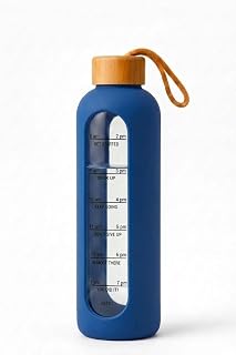 COSVAYA Motivational Water Bottle with Time Marker & Bamboo Lid – Reusable Leakproof Sports Drinking Bottle with Carry Str... Price In India