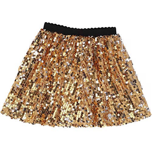 image for Flofallzique Gold Sequins Skirts for Girls Glitter Sparkle Kids Birthd