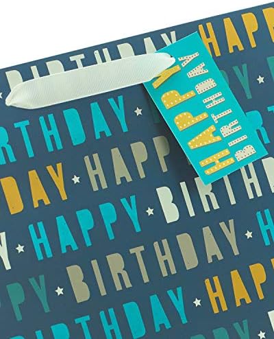 UK Greetings Birthday Gift Bag for Him - Large Birthday Gift Bag Blue - Happy Birthday Gift Bag - Celebration Gift Bag Navy