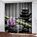 Produktbild ATBDWOSI® Ösen Gardinen Zen-Meditation Mit Grünen Bambusblumen 300 X 280 cm (B X H) 3D Verdunkelungsvorhang Vorhang Blickdicht Wärmeisolierung Gardine Polyester Kinderzimmer Schlafzimmer Curtains Bli
