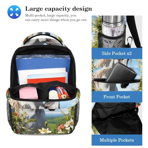 Sac à dos grande capacité motif cheval et chat pour école et voyage - 3