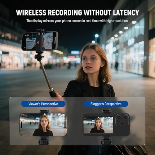 Image of NEEWER Basics 4 inch Magnetic Vlog Selfie Monitor Screen, Wireless Phone Back Camera Monitor with Remote /1500mAh for YouTube TikTok, NOT Compatible with iPhone 17 Google Phone /4K Video Recording, M4B