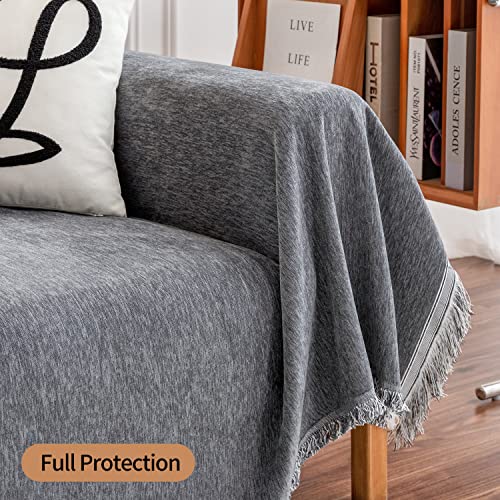 Deep Dream Chenille Sofa Cover, Sectional Couch Covers, Couch Covers For 3 Cushion Couch, Couch Cover For Dogs (Xx-Large, 71" X 134", Dark Gray) #TOP2