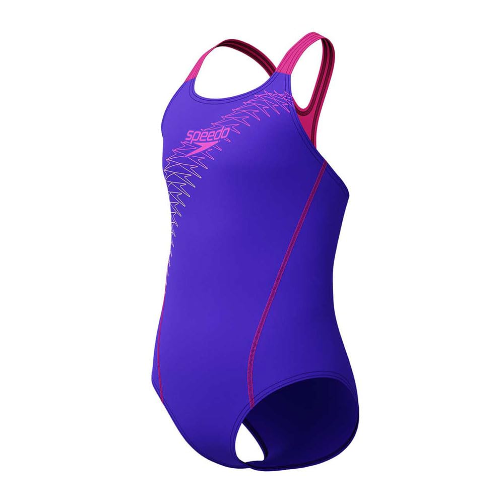 Speedo Mädchen Medley Logo Medalist Badeanzug Badeanzug Blau Lila