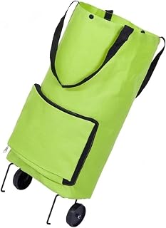 Foldable Shopping Cart on Wheels Green Grocery Trolley Bag Portable nizer for Vegetables & Food Collapsible Shopping Bag for Easy Use