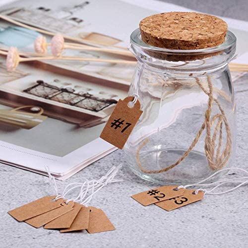 200pcs Etichette in carta kraft, BetterJonny Etichette Carta Kraft Tag Regalo Cartoncino Etichette Regalo Kraft con Spago di Iuta Naturale da 20 Metri Tag Regalo Etichette per regali artigianali