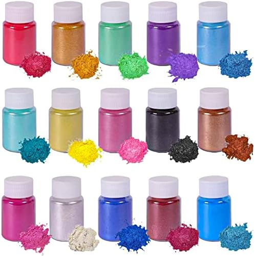 Biutee Mica Powder Slime Powder Pearlescent Soap Making dye Food Grade Skin Safe Resin Dye for Soap Making/Bath Bomb/Resin Jewelry/Nail Art/Eyeshadow DIY/Candle Making (15 Colors)