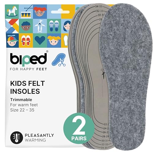 biped 2 Pairs of Children's Felt Insoles - Robust Shoe Insoles to Cut to Size - Soft Felt Insoles for Autumn and Winter Shoes z2740