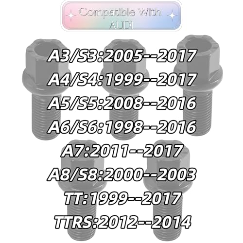 Image of 5 Pack 8D0601139D WHT002437 M14x1.5 Car Lug Nuts Wheel Lug Bolts | Compatible With Volkswagen /VW Golf Jetta Passat Beetle CC for Audi A3 A4 A5 A6 A7 Quattro A8 M14-1.5 Lug Bolts(Black)