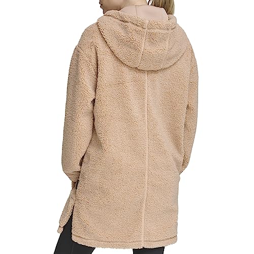 DKNY Women's Performance Sherpa Hybrid Longline Fullzip4