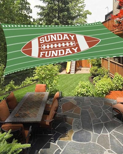 Boanket Sun Shade Sail 8' x 10', American Football Rectangular Waterproof Outdoor Sun Shades, Wine Red Ball Green Striped Ball Field Shade Cloth for Patio Deck Terrace Garden Lawns Beach Backyard