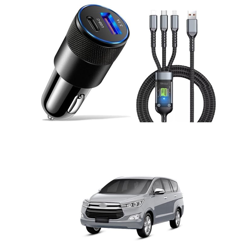 Universal 3 in 1 Car Charger 48W,Fast Car Charger Adapter with 48W Type C Fast Charging Cable,Dual USB Port PD30W&QC3.0 18W Car Phone Charger Comfortable with Inn-OVA Cry-sta-picture-25