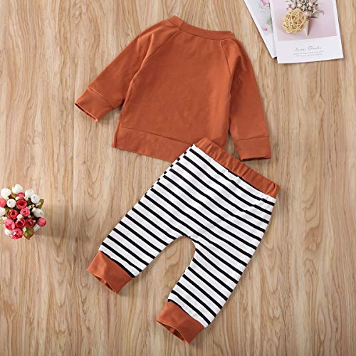 2Pcs Toddler Baby Boy Girl Long Sleeve T-shirt Tops+Striped Pants Leggings Fall Outfit Set Tracksuit3