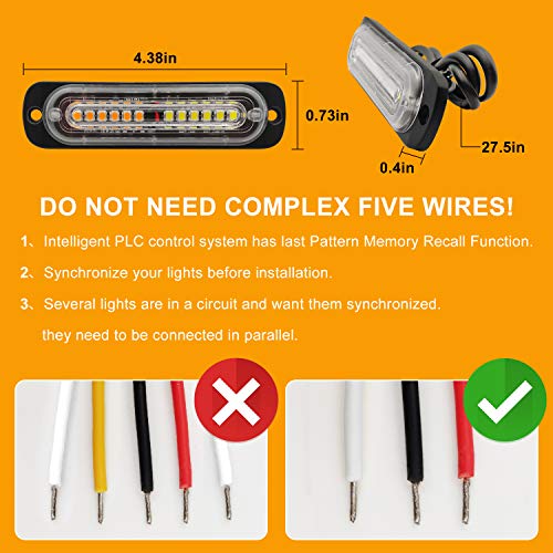 Ease2U E Led Emergency Strobe Lights For Truck Vehicle Atvs Universal Surface Mount Amber / White Emergency Warning Hazard Flashing Strobe Light Bar For Off Road (10Pcs) #TOP4