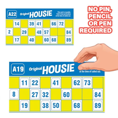 Image of BKDT Marketing Housie Game Set with 48 Reusable Cards & 90 Number Tiles, Board Game for Kids (No Pin, Pencil or Pen Required) - Tambola Game Set Family Game, Birthday /Return Gift, Pack of 1