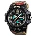 Produktbild HiChili Herren Uhren Armbanduhr Sportuhren 50M Wasserdicht Militär Digitaluhr mit Wecker LED-Licht Display Luminous Sportuhr mit Tarnen PU-Uhrenarmband für Outdoor Tauchen Bergsteigen, Brown
