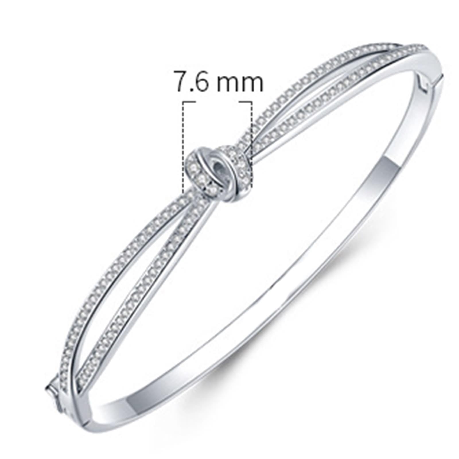 Juego de pulsera, pulsera para mujer con nudo infinito con moissanita, oro blanco y platino 950