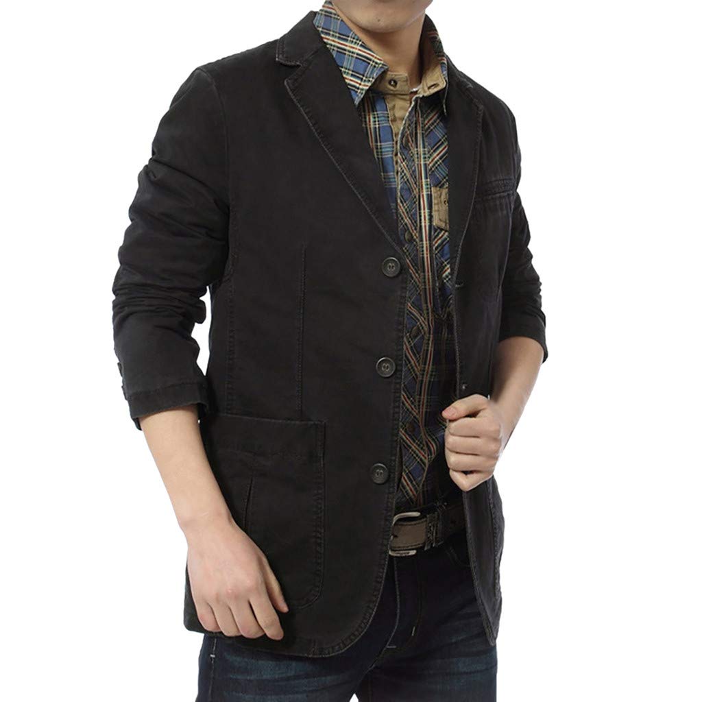 Starryflashing_men CoatMen Suit Jacket Male Solid Long Sleeve Button Slim Fit Jacket Blazer Outwear