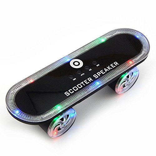 AntEuro Scooter Altavoz inalámbrico Bluetooth con luz LED, Skateboard Altavoces estéreo Reproductor de MP3 portátil Soporte de Tarjeta TF Móvil Audio móvil
