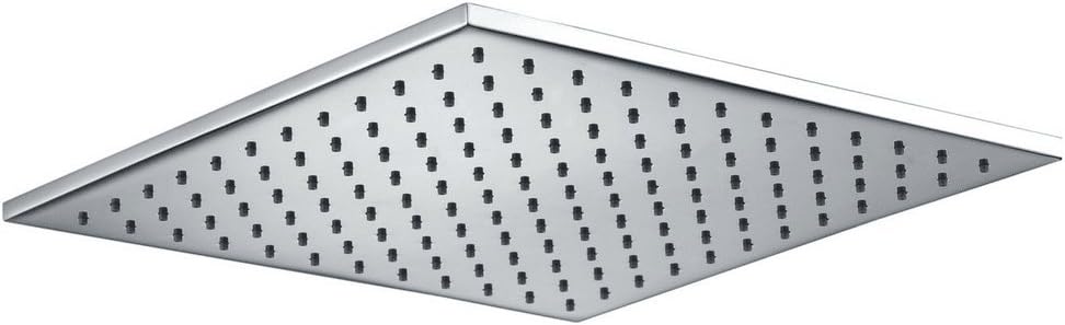 100% Metal Rain Shower Head Square 12 Inch Rainfall Showerhead with 2.5 GPM High Pressure Water Flow | Large Luxury Rainshower for Wall Mount, Overhead, or Ceiling Mounted Waterfall | Chrome