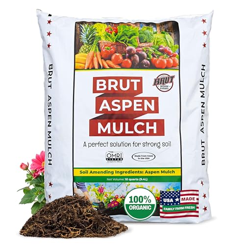 Brut Organic Aspen Mulch – 10 Quarts, Natural Weed...