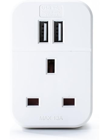 STATUS Multi USB Plug Adapter White, 2 Port USB Adaptor Plug Through, S2USBPTAWH1PK3