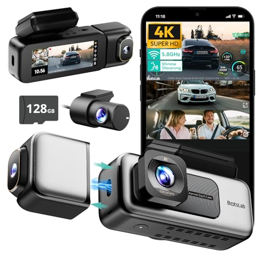 BOTSLAB 4K 3-Kanal Dashcam Auto Vorne Hinten, 3 Channel...