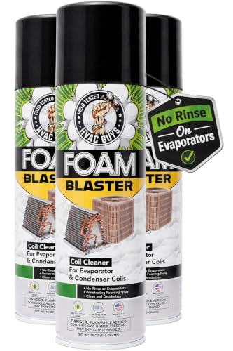 Leak Saver Foam Blaster AC Coil Cleaner Foam Spray | HVAC Coil Cleaner for AC Unit | Professional Deep-Penetrating Formula for Evaporator (No Rinse) & Condenser (Light Rinse) - 3 Pack