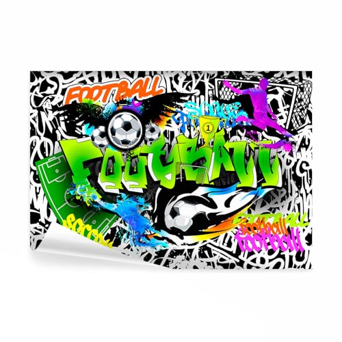 decomonkey Fototapete selbstklebend Graffiti Fußball 245x175 cm XL Selbstklebende Tapeten Wand Fototapeten Tapete Wandtapete klebend Klebefolie Jugendzimmer Ball