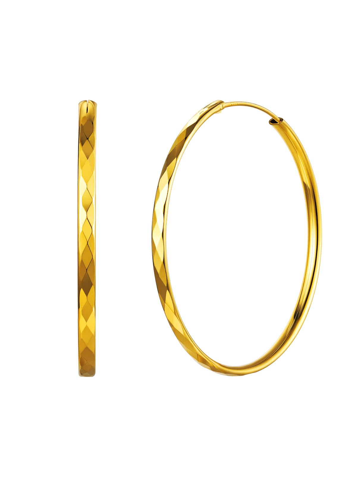 Silvora Aros Oro 18K Mujer Pendientes Hoop Earrings Medianos Plata 925