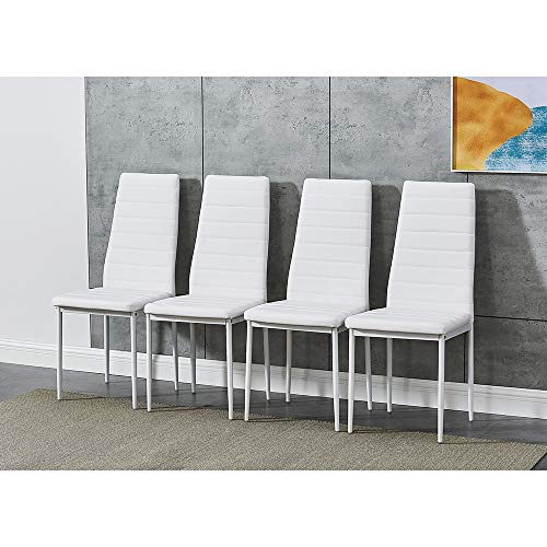 Panana Superbe chaise de salle à manger moderne en similicuir noir et blanc 4/6 chaises de salle à manger de cuisine (blanc, 4)