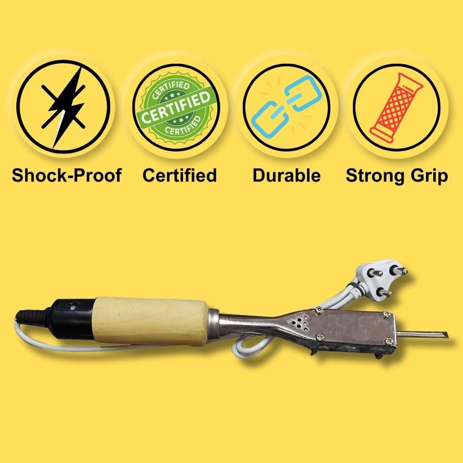 Image of VMTRONIX 125Watt Soldering Iron with Wooden Handle for Precision Electronics Work | Soldering Machine for Home, Industrial & Electronics Workshop Reparing with Fast Heating & Heat Resistant Handle