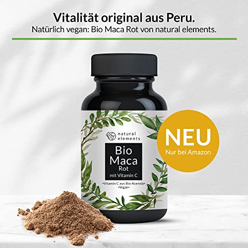 Bio Maca Rot - 3000 mg Bio Maca rot pro Tagesdosis - 180 Kapseln - Mit natürlichem Vitamin C, Ohne Magnesiumstearat - Zertifiziert Bio, hochdosiert, vegan, in Deutschland produziert – Bild 3