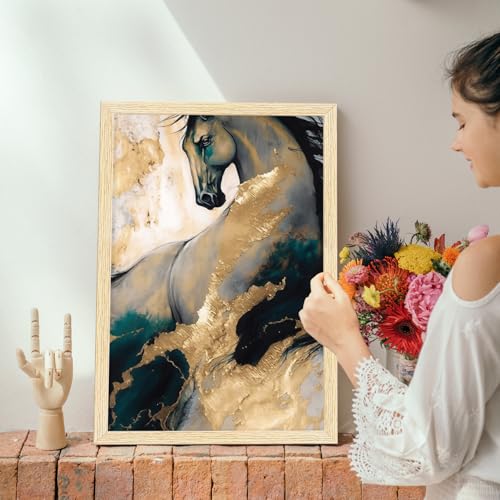Image of ArtX Paper Modern Art Wall Painting For Living Room, Drawing Room Decoration Big Size, Horses Framed Painting for Wall Decoration, Wall Decor For Bedroom, Multicolor, 12.0 x 18.0 inches, Set Of 3