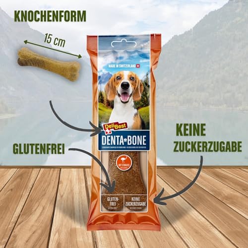 DeliBest DentaBone Strauss I Kauknochen Hund leicht verträglich ohne Gluten I Kaustange Hund für Zahnreinigung I Hundesnacks für groß und klein I Hundekauknochen 1 x 100 g
