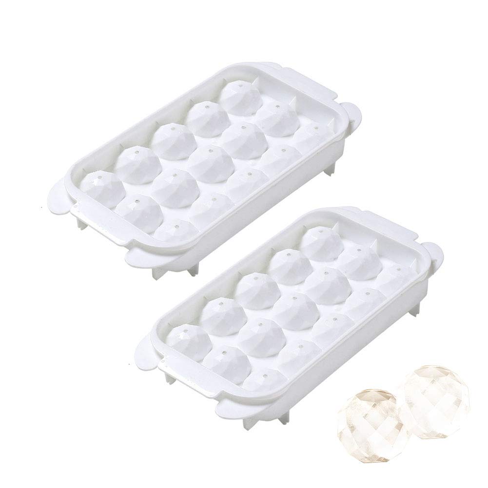 Ice Cube Trays Big Round Balls, Premium PP Material, Easy Demould DIY Ice Mold for Chilled Drinks, Whiskey, Cocktails (15 balls)